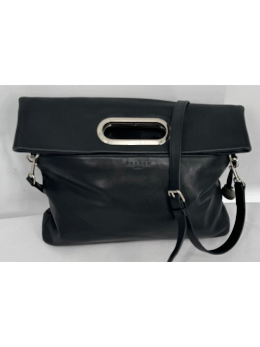 Skagen Denmark Black Luxurious Leather Crossbody Purse Fold Over Bag Handbag